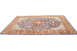 Vintage Purple-navy Floral 6'5X10'0 Sarouk Persian Rug
