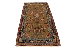 Khaki Tribal 4X7 Vintage Floral Oriental Persian Rug