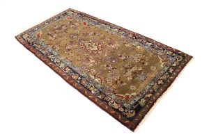 Khaki Tribal 4X7 Vintage Floral Oriental Persian Rug