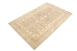 Taupe Floral 4X6 Peshawar Pakistan Rug