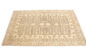 Taupe Floral 4X6 Peshawar Pakistan Rug