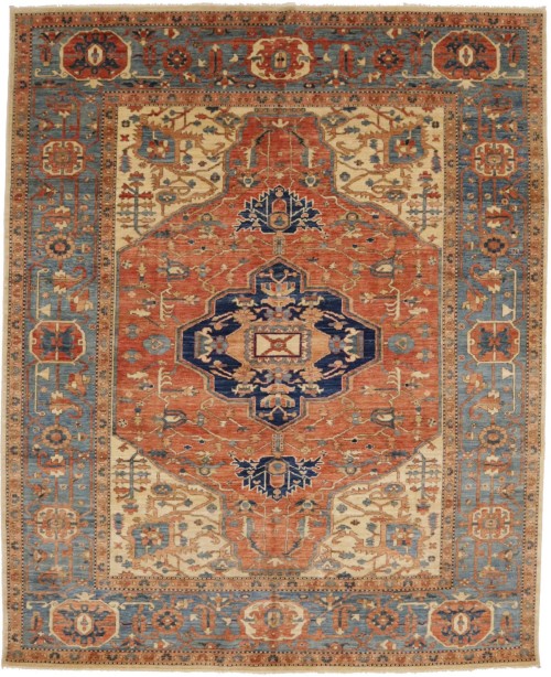 Rust Orange Tribal 8X10 Heriz Serapi Pakistan Rug