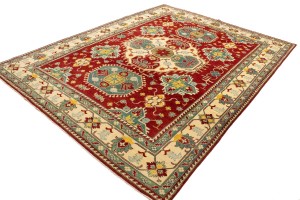 Red Geometric Tribal 8'5X11'0 Kazak Pakistan Rug