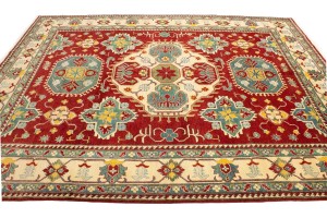 Red Geometric Tribal 8'5X11'0 Kazak Pakistan Rug