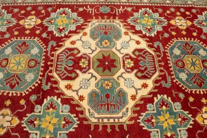 Red Geometric Tribal 8'5X11'0 Kazak Pakistan Rug