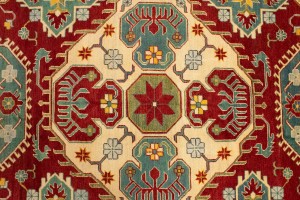 Red Geometric Tribal 8'5X11'0 Kazak Pakistan Rug