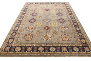 Gray GeometricTribal  8X11 Kazak Pakistan Rug
