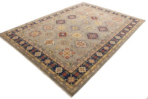 Gray GeometricTribal  8X11 Kazak Pakistan Rug