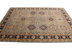 Gray GeometricTribal  8X11 Kazak Pakistan Rug
