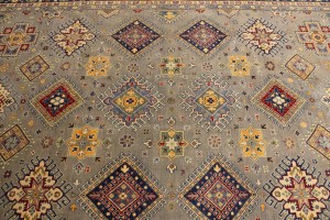 Gray GeometricTribal  8X11 Kazak Pakistan Rug