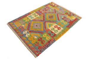 Multicolored Geometric Reversible 4X6 Kilim Oriental Rug