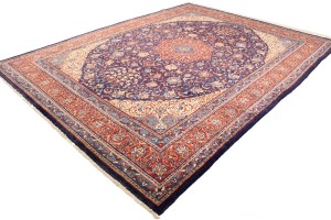 Vintage Purple-navy Floral 10X13 Mahal Persian Rug
