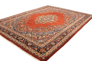Semi Antique Orange-red Traditional 10X14 Mahal Persian Rug