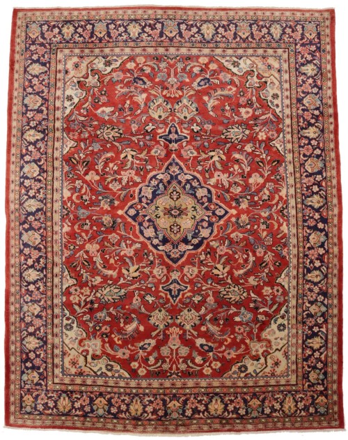 Semi Antique Red Floral 10X13 Mahal Persian Rug