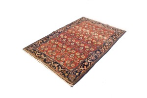 Semi Antique Red Floral 4'6X6'7 Mahal Persian Rug