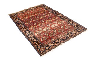 Semi Antique Red Floral 4'6X6'7 Mahal Persian Rug