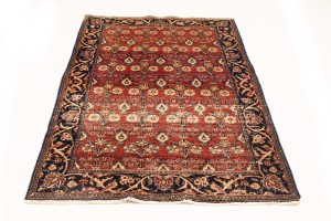 Semi Antique Red Floral 4'6X6'7 Mahal Persian Rug