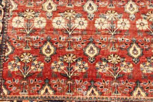 Semi Antique Red Floral 4'6X6'7 Mahal Persian Rug