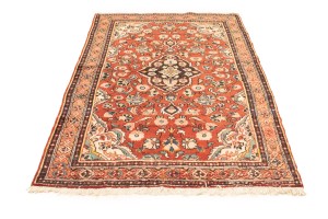 Semi Antique Red Floral 4'3X6'5 Mahal Persian Rug