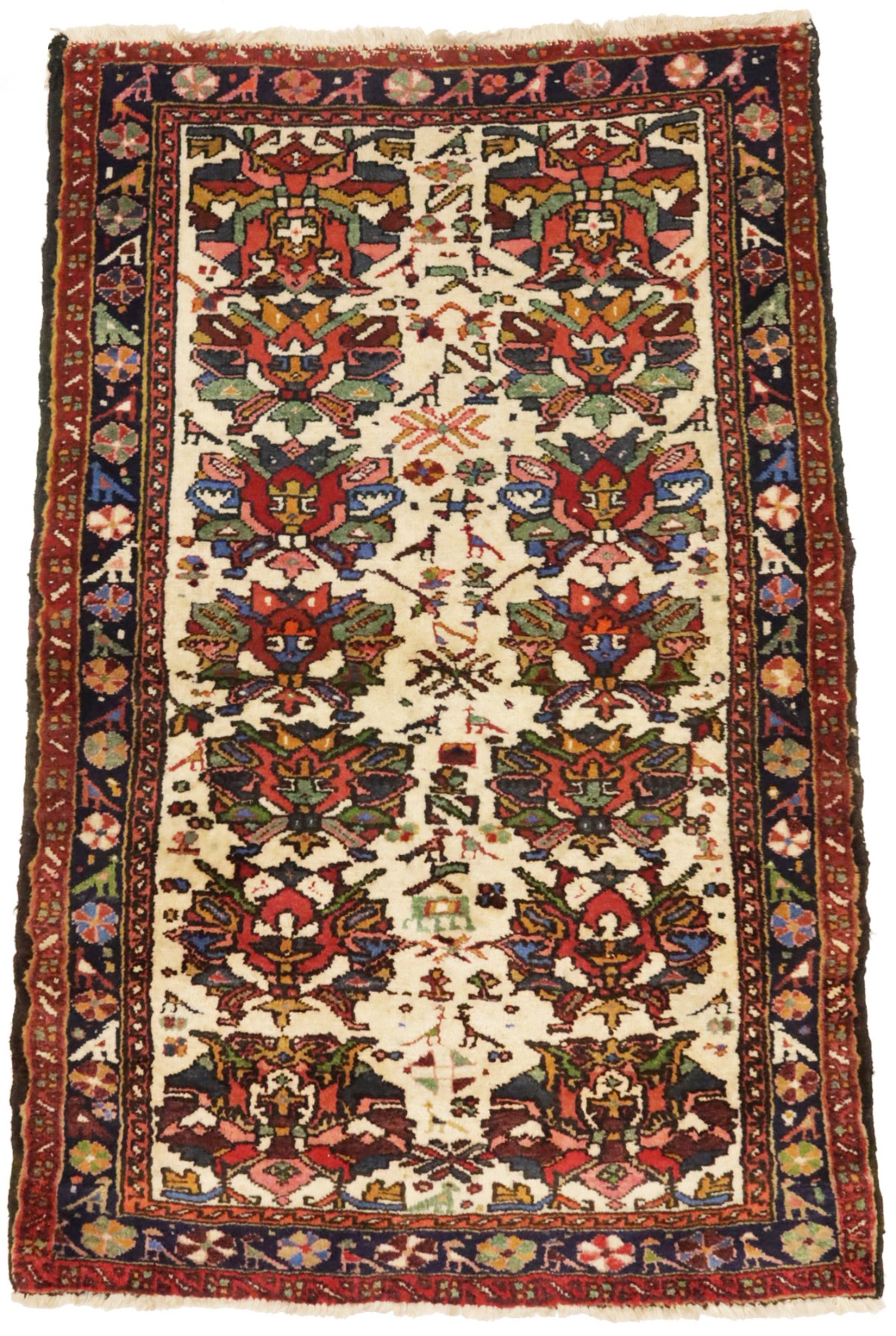 Vintage Floral Tribal 3X5 Karajeh Persian Rug