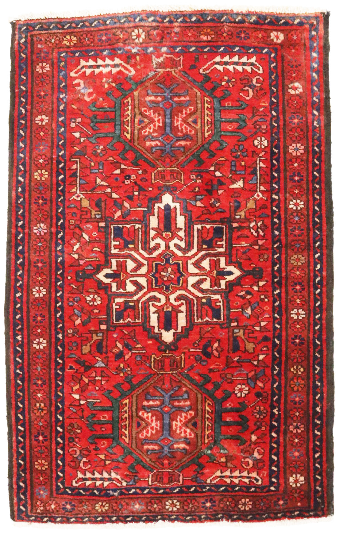 Vintage Red Tribal 2'9X4'4 Karajeh Persian Rug