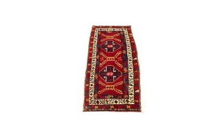 Vintage Red Geometric 2X4 Heriz Persian Rug