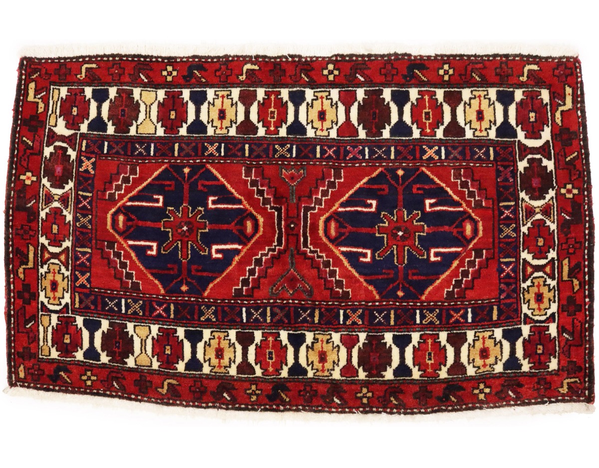 Vintage Red Geometric 2'6X4'3 Heriz Persian Rug
