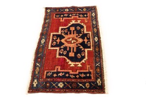 Vintage Red Geometric 2X4 Heriz Persian Rug