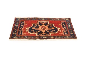Vintage Red Geometric 2X4 Heriz Persian Rug