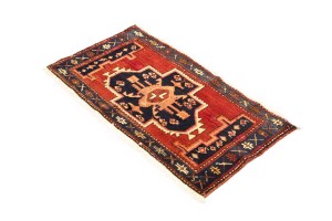 Vintage Red Geometric 2X4 Heriz Persian Rug