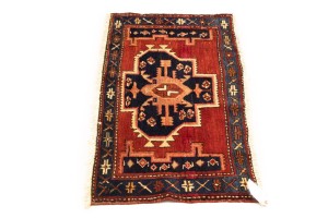 Vintage Red Geometric 2X4 Heriz Persian Rug