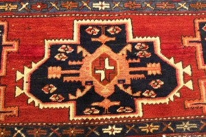 Vintage Red Geometric 2X4 Heriz Persian Rug