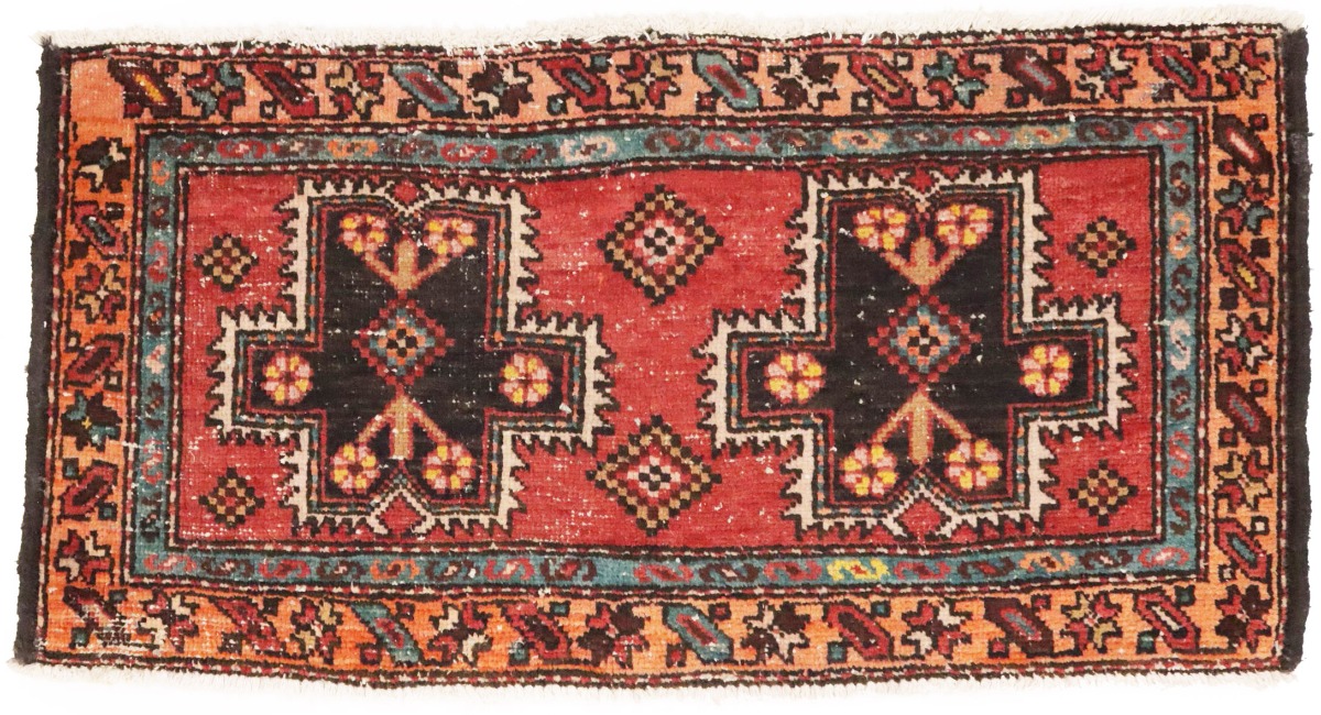 Semi Antique Geometric Red 2X4 Heriz Persian Rug