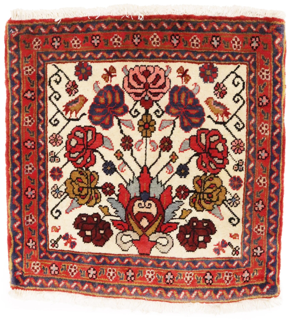 Vintage Floral Red 2X2 Heriz Persian Square Rug