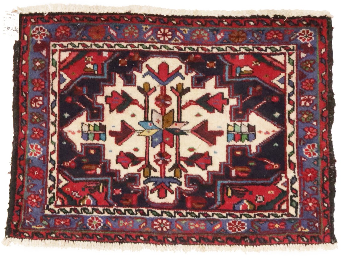 Vintage Floral Tribal 2'0X2'8 Heriz Persian Rug