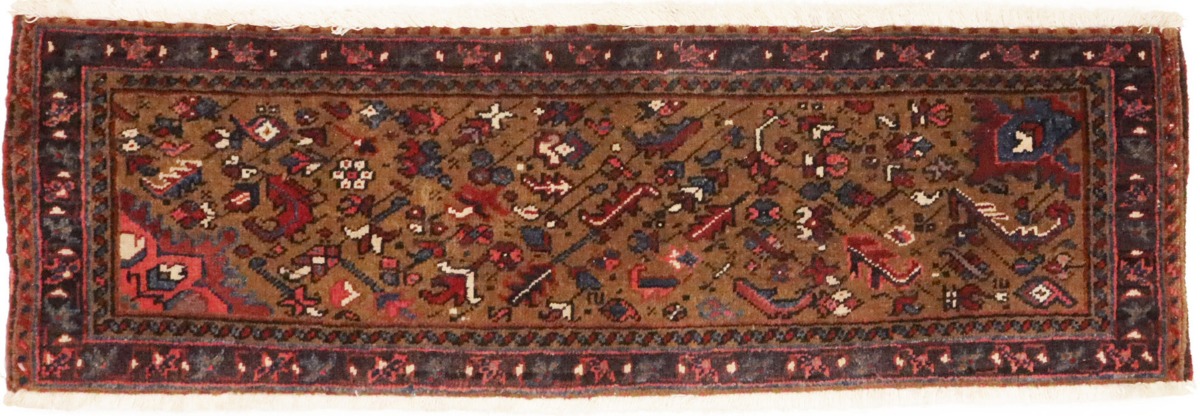 Vintage Khaki Floral 1'5X4'8 Heriz Persian Rug