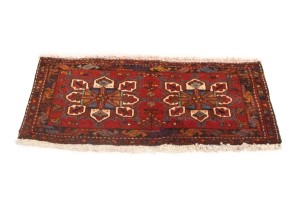 Vintage Red Geometric 1'6X3'6 Heriz Persian Rug