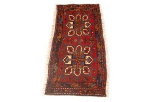 Vintage Red Geometric 1'6X3'6 Heriz Persian Rug