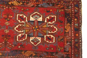 Vintage Red Geometric 1'6X3'6 Heriz Persian Rug