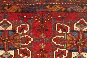 Vintage Red Geometric 1'6X3'6 Heriz Persian Rug