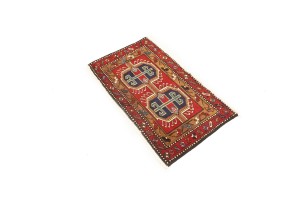 Vintage Red Geometric 2'0X3'8 Heriz Persian Rug