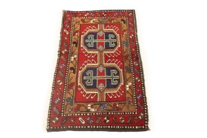 Vintage Red Geometric 2'0X3'8 Heriz Persian Rug