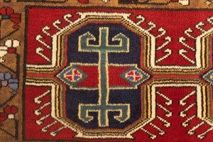 Vintage Red Geometric 2'0X3'8 Heriz Persian Rug