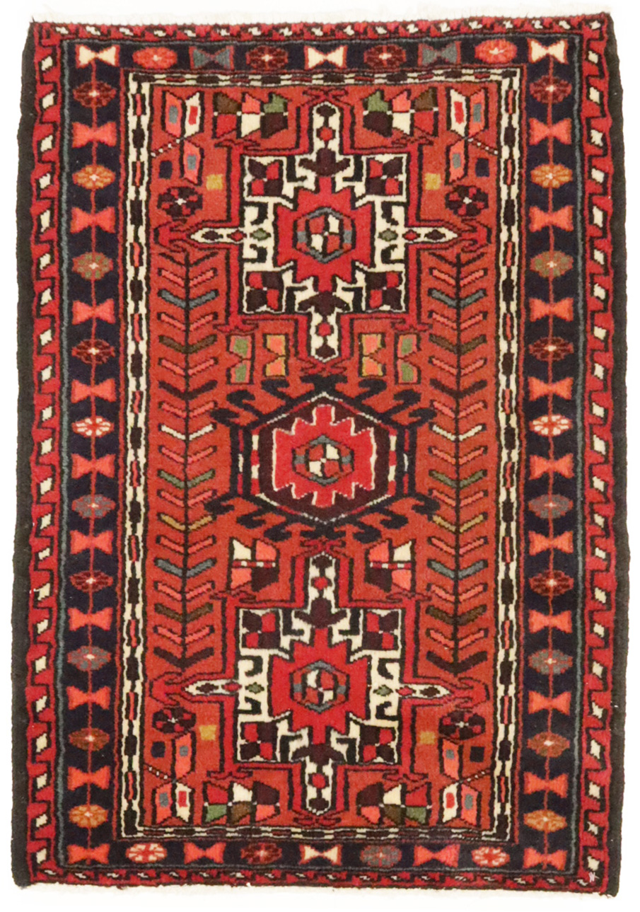 Vintage Rust Tribal 2X3 Karajeh Persian Rug