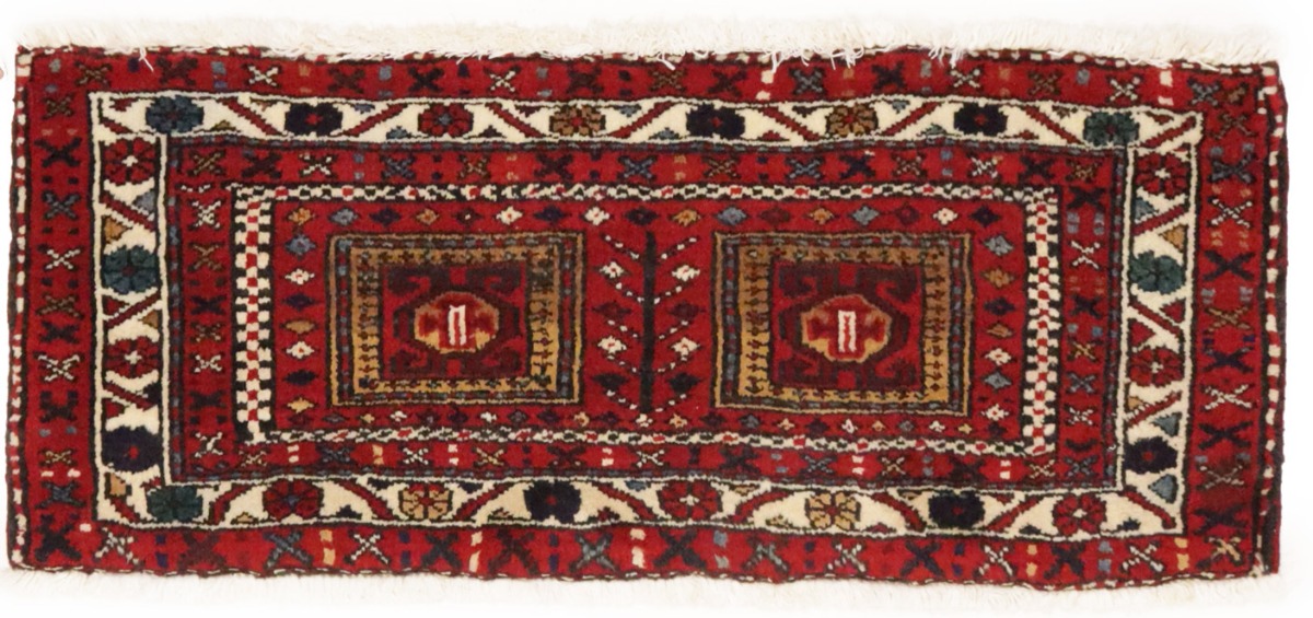 Vintage Red Geometric 1'6X3'7 Heriz Persian Rug