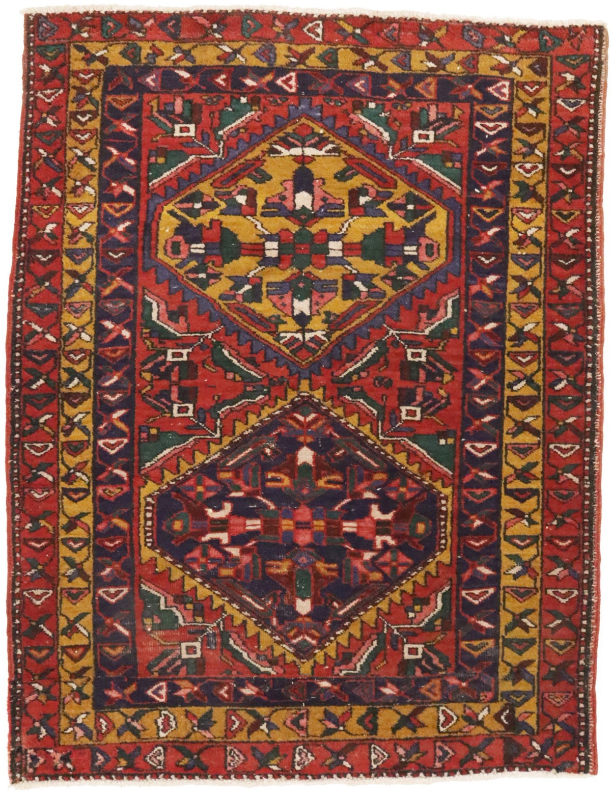 Vintage Red Tribal 4X5 Meshkin Goravan Persian Rug