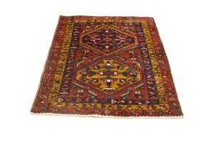 Vintage Red Tribal 4X5 Meshkin Goravan Persian Rug