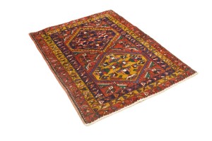 Vintage Red Tribal 4X5 Meshkin Goravan Persian Rug