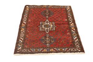 Vintage Tribal Red 3'5X4'7 Karajeh Persian Rug