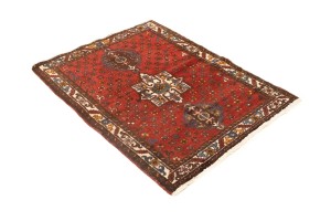 Vintage Tribal Red 3'5X4'7 Karajeh Persian Rug